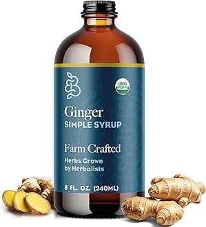 Bluestem Botanicals Organic Ginger Simple Syrup, 8 oz, Cocktail and Mocktail Mixer for Drinks, Non-Alcoholic