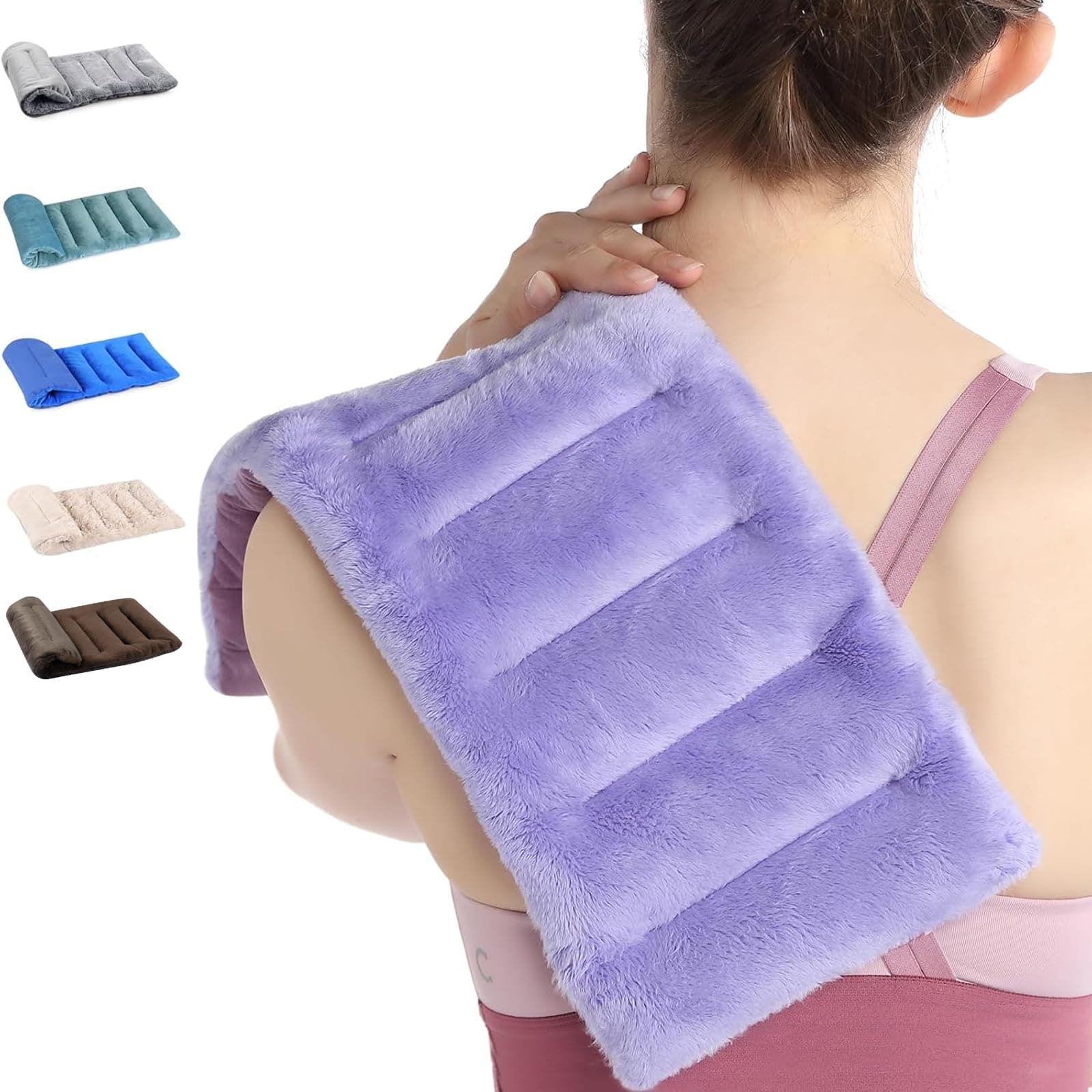 Microwave Heating Pad for Pain Relief, 8 x 17" Multipurpose Heating Pads for Cramps, Muscle Ache, Joints, Neck Shoulder, Heating Pad Microwavable Heat Pack Moist Heat, Warm Compress, Purple