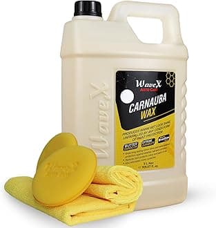 Wavex Carnauba Wax Car Polish (5 L) | Car Wax That Provides Deep Wet Shine | Car Wax Polish for Car Paint, Headlights & Chrome Components | Includes 2 Pc Microfiber & 2 pc Foam Applicator