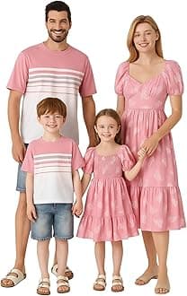PATPAT Family Matching Summer Outfits, Mommy and Me Matching Shirts Dresses Paisley Print Matching Dresses for Family