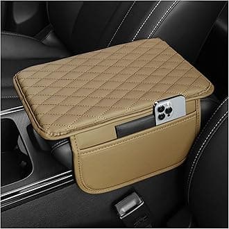 Upgraded Car Center Console Cover,Microfiber Leather Car Armrest Cover Cushion with 2 Storage Bags,Universal Cars Armrest Storage Box Cars Interior Accessories for Most Vehicles (Beige)