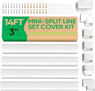 3" 14Ft Mini Split Line Set Cover Kit PVC Decorative Pump Covers AC Line Cover for Outside Units Air Conditioners & Heat Pump
