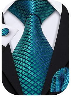 Tie Set Classic Handkerchief Cufflinks Ties for Men Set Plaid