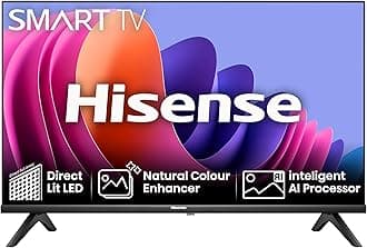 Hisense 32 Inch Smart TV 32A4NTUK - HD Resolution, Natural Colour Enhancer, DTS Virtual:X & Dolby Audio, AI Sports Mode, VIDAA OS with Youtube, Netflix and Disney+ and Freeview Play (2024 Model)