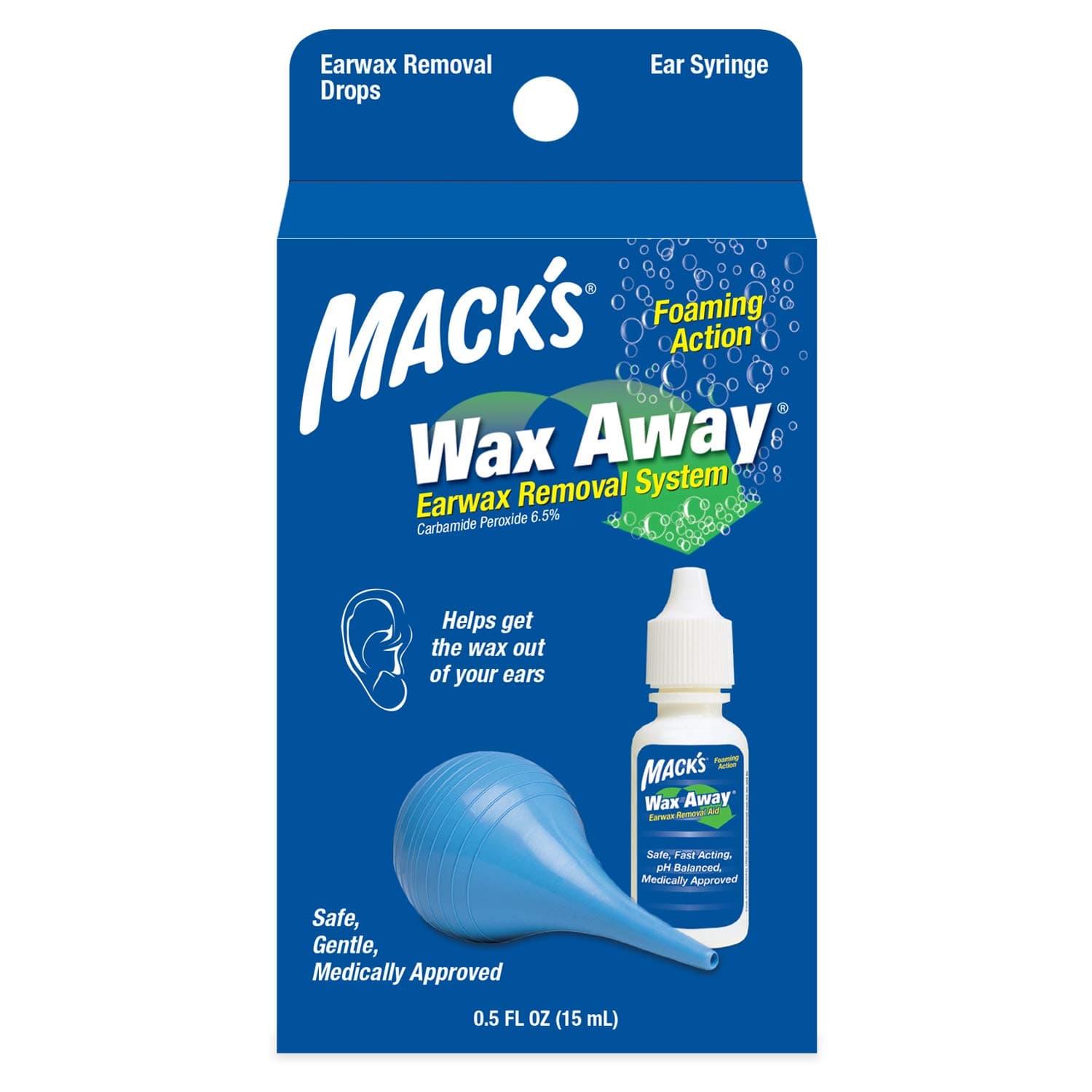 Wax Away Ear Wax Removal System - 0.5 FL OZ Ear Drops with Ear Syringe