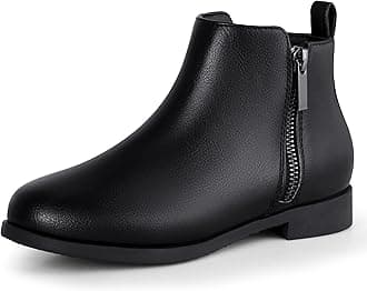 Girls Boots Kids Ankle Boots Zipper School Shoes Elegant Big Kid Fashion Winter Boots Zip-up Short Flat Bootie for Junior/Yourth