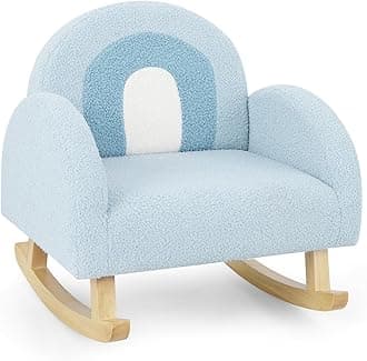 INFANS Kids Sofa, Toddler Rocking Chair with Solid Wooden Frame, Anti-Tipping Design, Plush Fabric, Children Armchair for Nursery Kindergarten Gift for Boys Girls