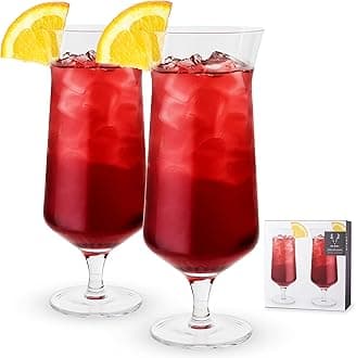 Raye Hurricane Glasses, Perfect for Pina Coladas, Tropical Cocktail Glass, Crystal Glasses Gift set of 2, Clear, 14oz