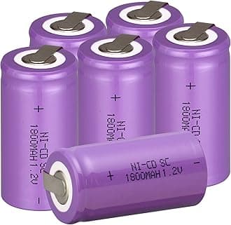 anmas power 4/6/8/10/12/15/16/20 Pack Sub C NiCd Batteries SC 1.2V 1800mAh Ni-Cd Rechargeable Battery Set With Tap (Purple-6 pack)