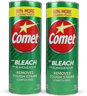 Comet Cleaner 2-Pack (21 oz Each) - 50% More Cleaning Power, Surface Cleaner for Bathroom & Kitchen - Tough Stain Removal, Deodorizes & Freshens - Bundled w/Vortix Ship Bag