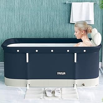Portable Bathtub Kit, Foldable Soaking Bathing Tub for Adults, Shower Stall, Separate Family Bathroom SPA Tub, Ideal for Hot Bath Ice Bath(Minimalist style)