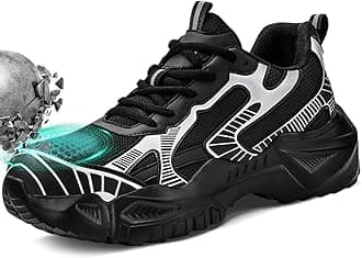 GUYISASHSteel Toe Shoes for Men Work Safety Shoes Industrial Construction Shoes Mid Cut Industrial Boot Work Sneakers Comfortable Lightweight Safety Shoes for Work