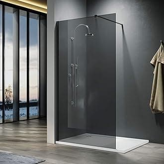 ELEGANT Walk in Shower Enclosure 8mm Dark Grey Easy Clean Safety Glass Shower Cubicles Wet Room Shower Screen Bath Screen 1100mm