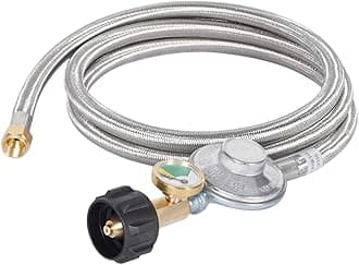 GasSaf 6FT Propane Hose Regulator with Gauge,QCC1 Connection for Most LP Gas Grill, Heater and Fire Pit Table,3/8" Female Flare Nut