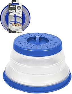 TOVOQ 47013-305 Small Collapsible Microwave, Lid for Reheating Food, Meal Prep Gadget, No Mess Folding Bowl Cover Kitchen Tool, Stratus Blue