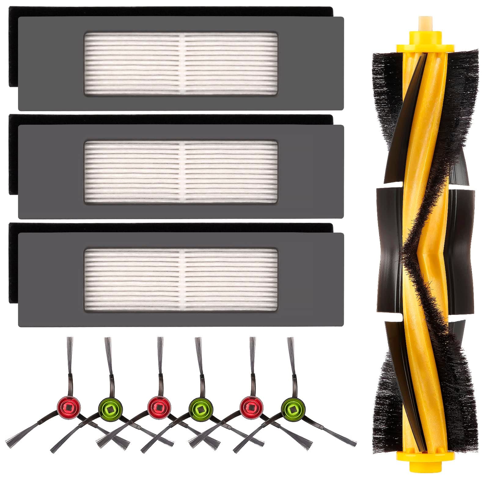 N10 Replacement Parts for Robot Vacuum Ecovacs Deebot OZMO Plus 920 950 T8 AIVI Max T9 T5 N5 N7 N8 Pro Accessories, 1 Main Roller Brush, 3 HEPA Filters, 6 Side Brushes