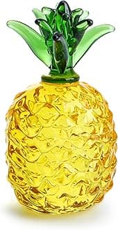 Glass Fruit Decor Crystal Pineapple Figurine Collectibles Hand Blown Glass Fruit Pineapple Decoration for Home Kitchen Office