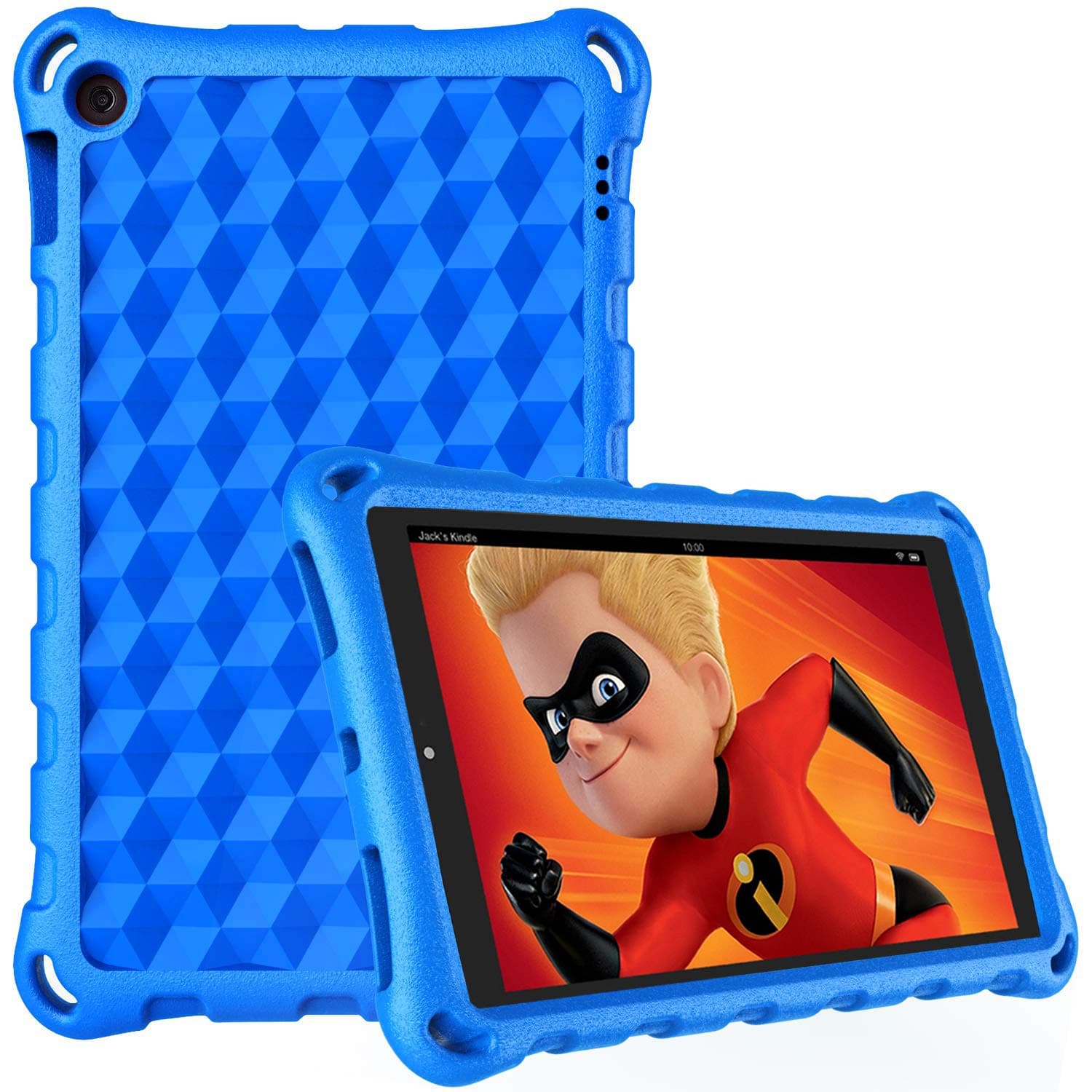All-New Amazon Fire HD 10 Case (2019/2017/2015 Release),Riaour Ultra-Flexible EVA Protective Lightweight Shockproof Impact-Resistant Back Cover Shell(Blue)