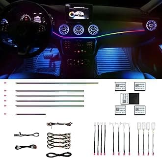 HMYC Car Interior Ambient Lights,18 in 1 128 Colorful LED Acrylic Fiber Optic Strip,Universal Multiple Modes Decoration Atmosphere with Music Sync Rhythm,APP Control,RGB Neon Lighting for All Cars