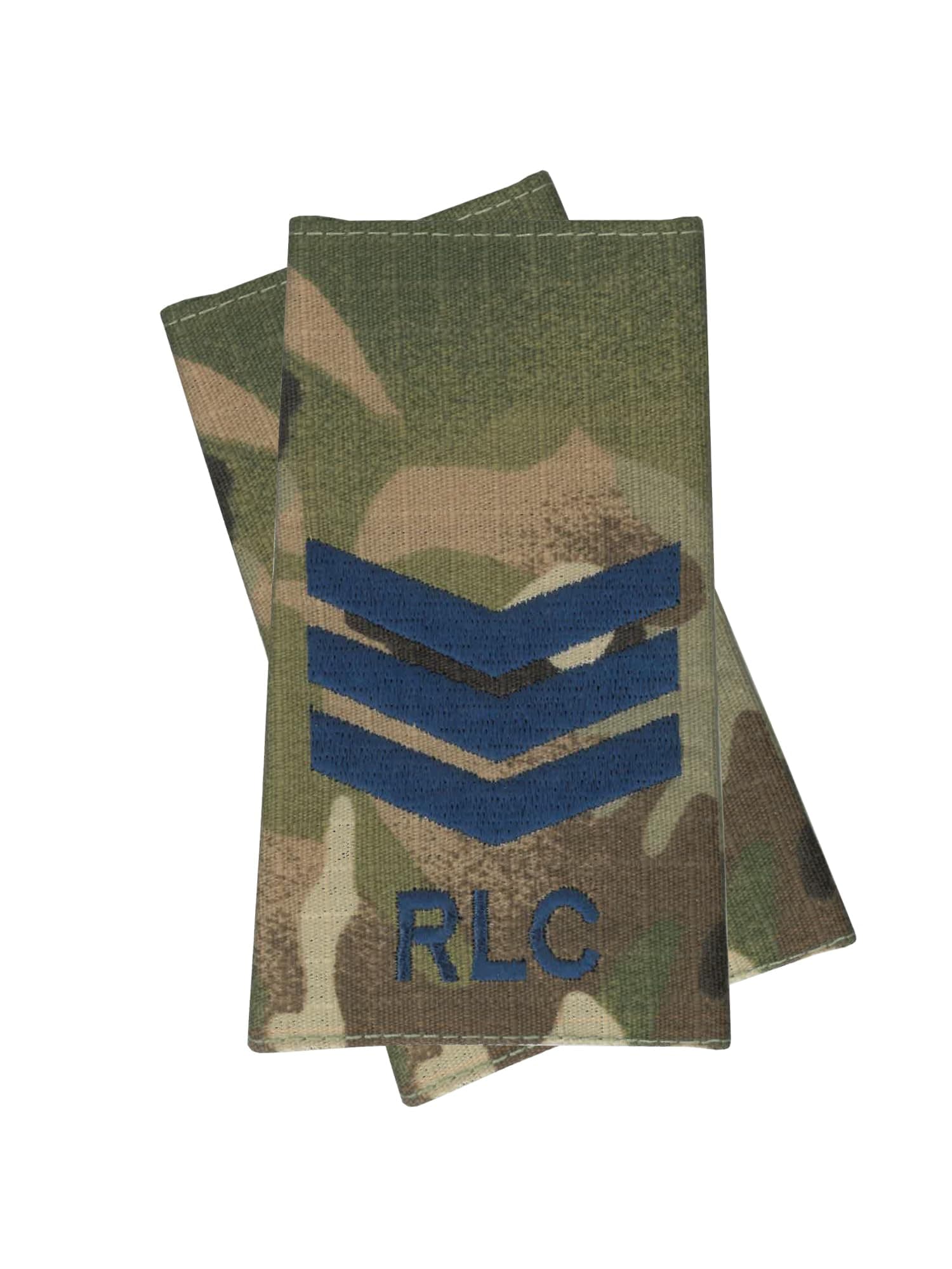 Pair RLC Blue on Multicam/MTP Match Sergeant Rank Slides/Epaulettes