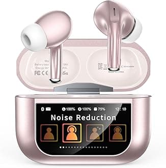 Wireless Earbuds, Bluetooth 5.4 Ear Buds with Multifunctional Touch Screen, ANC/ENC Noise Cancelling Headphones with 48H Playtime, Bass Stereo Sound, for Laptop, Android/iOS, Pad, Rose Gold