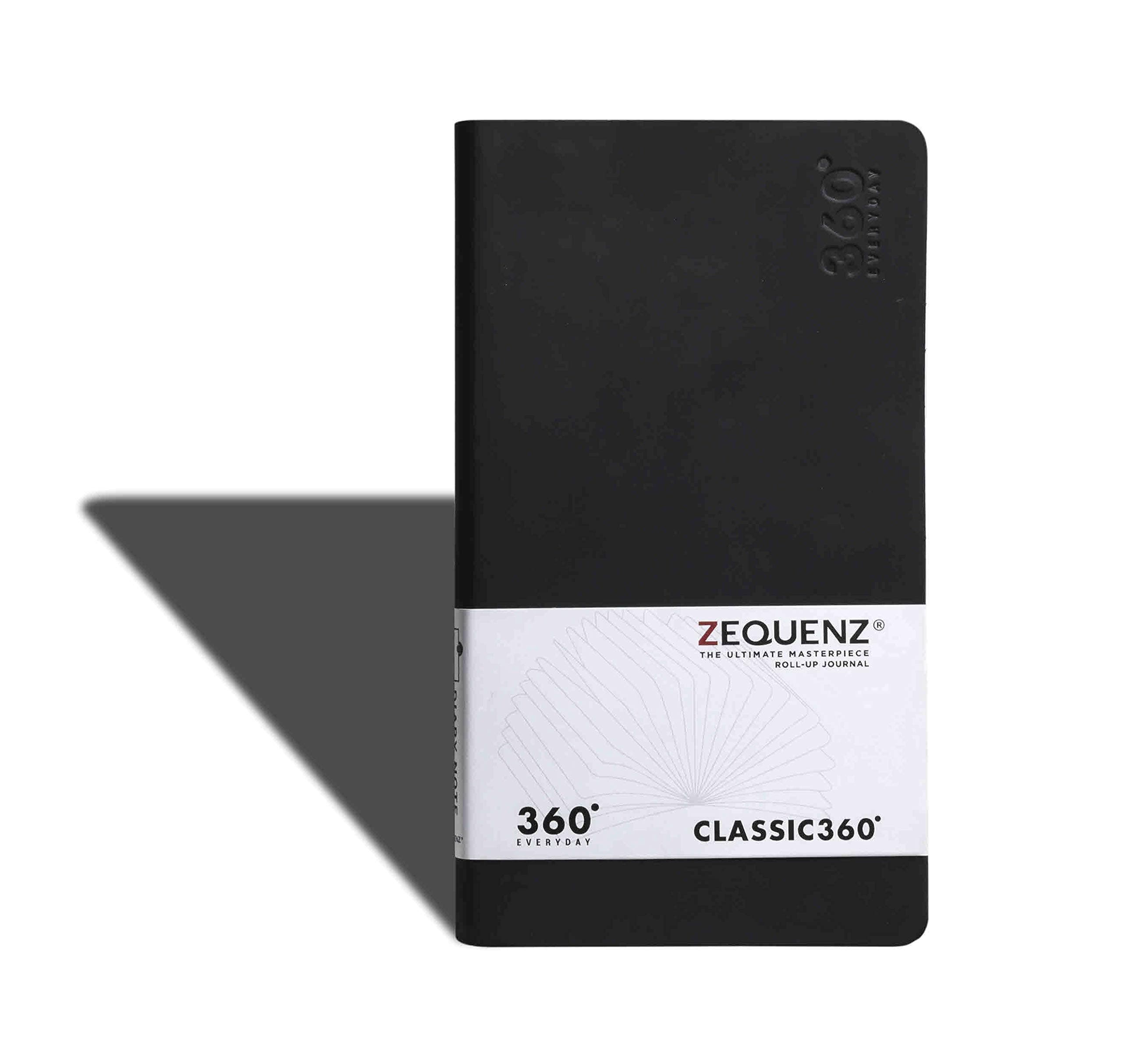 Zequenz 360 Everyday, Weekly & Monthly Planner, Diary, Undated, Soft Cover, Soft Bound, Medium, B6 Slim, 4" x 7", 100 Sheets / 200 Pages (Black)