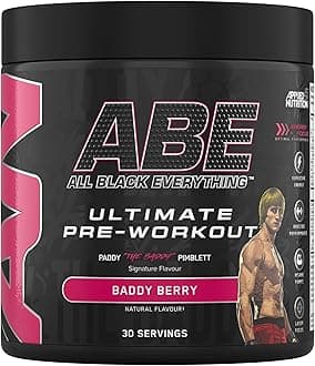 ABE Pre Workout - All Black Everything Pre Workout Powder, Energy & Physical Performance with Citrulline, Creatine, Beta Alanine (375g - 30 Servings) (Baddy Berry)