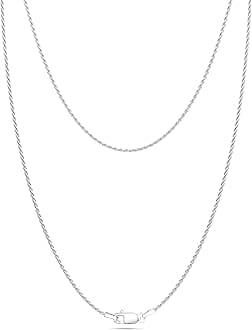 Jewlpire925 Sterling Silver Chain Necklace for Women Men 1.35mm Diamond Cut Rope Chain - Italian Hypoallergenic Replacement Silver Necklace Chain Super Shiny & Durable Silver Chains 16/18/20/22/24 In