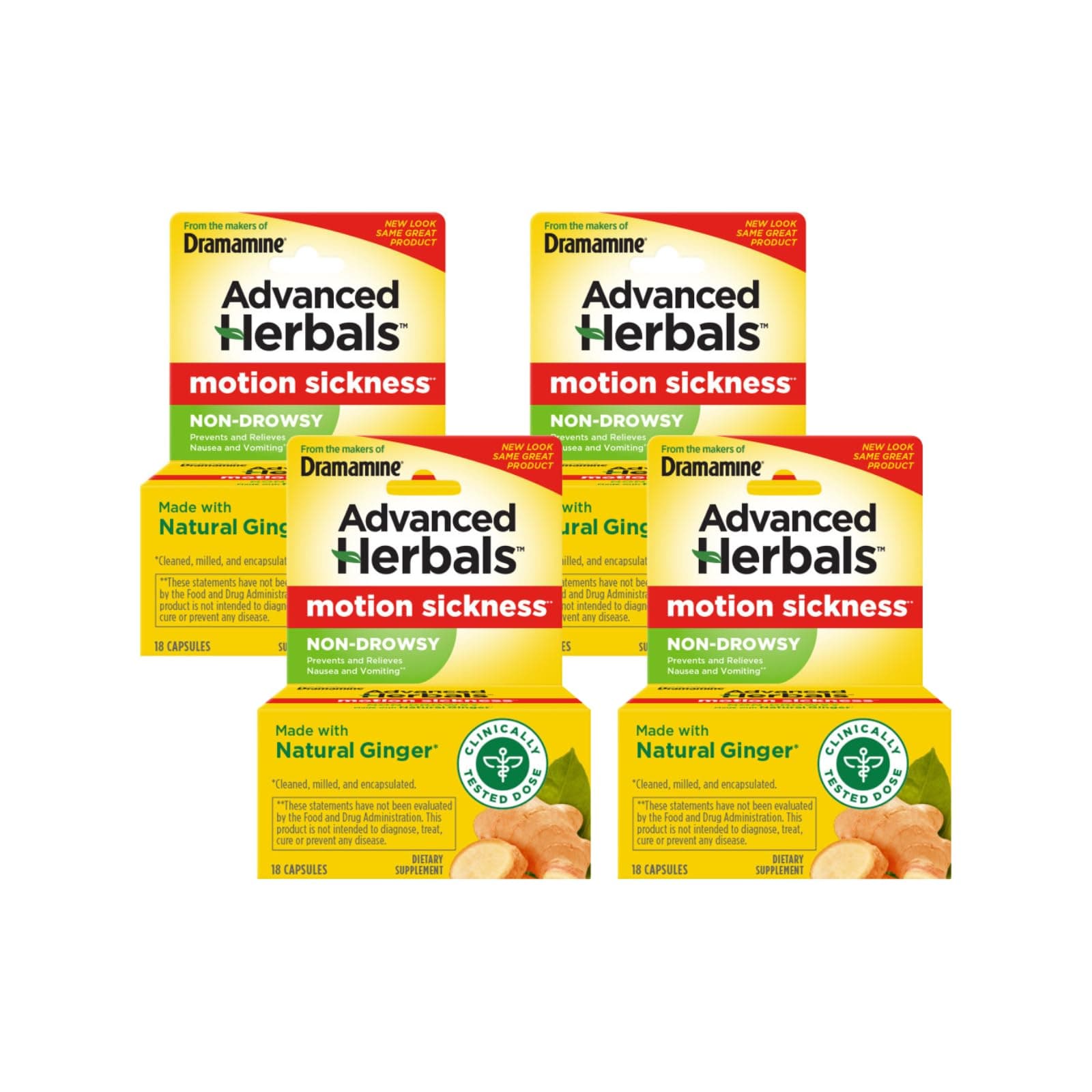 Non-Drowsy Naturals Motion Sickness Relief | 18 Count | 4 Pack