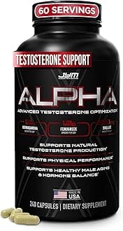 Alpha JYM X Advanced Testosterone Booster - Vitality, Optimization, DHEA, Ashwagandha, Boron, Shilajit, Fenugreek, Eurycoma, Damiana, Quercetin, DIM, JYM Supplemental Science (240 Capsules)