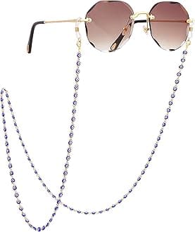 18K Gold Eyeglass Chain Sunglasses Strap Holder Reading Glasses Retainer Gold Beaded Chain String Cord Lanyard