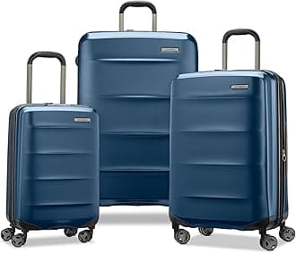 Samsonite Octiv Lightweight Hardshell 3-Piece Luggage Set (20/24/28) - Durable & Impact Resistant, 360° Aero Trac Spinner Wheels, Adjustable Telescopic Handle, Expandable, TSA Approved Lock - Blue