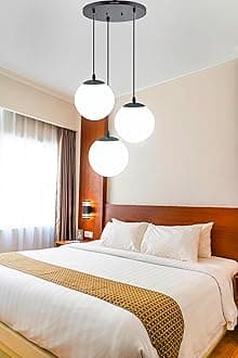 Lyse Decor Glass, Metal Hanging Lights,Hanging Lamps for Bedroom, Dining Table Lights, Living Room Lamps (HL92 3RD (Bulb))