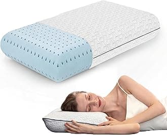 Vaverto King Size Gel Memory Foam Pillow: Ventilated, Orthopedic, Contoured Support, Cooling Design with Viscose Made from Bamboo Cover - Dorm Room Essential