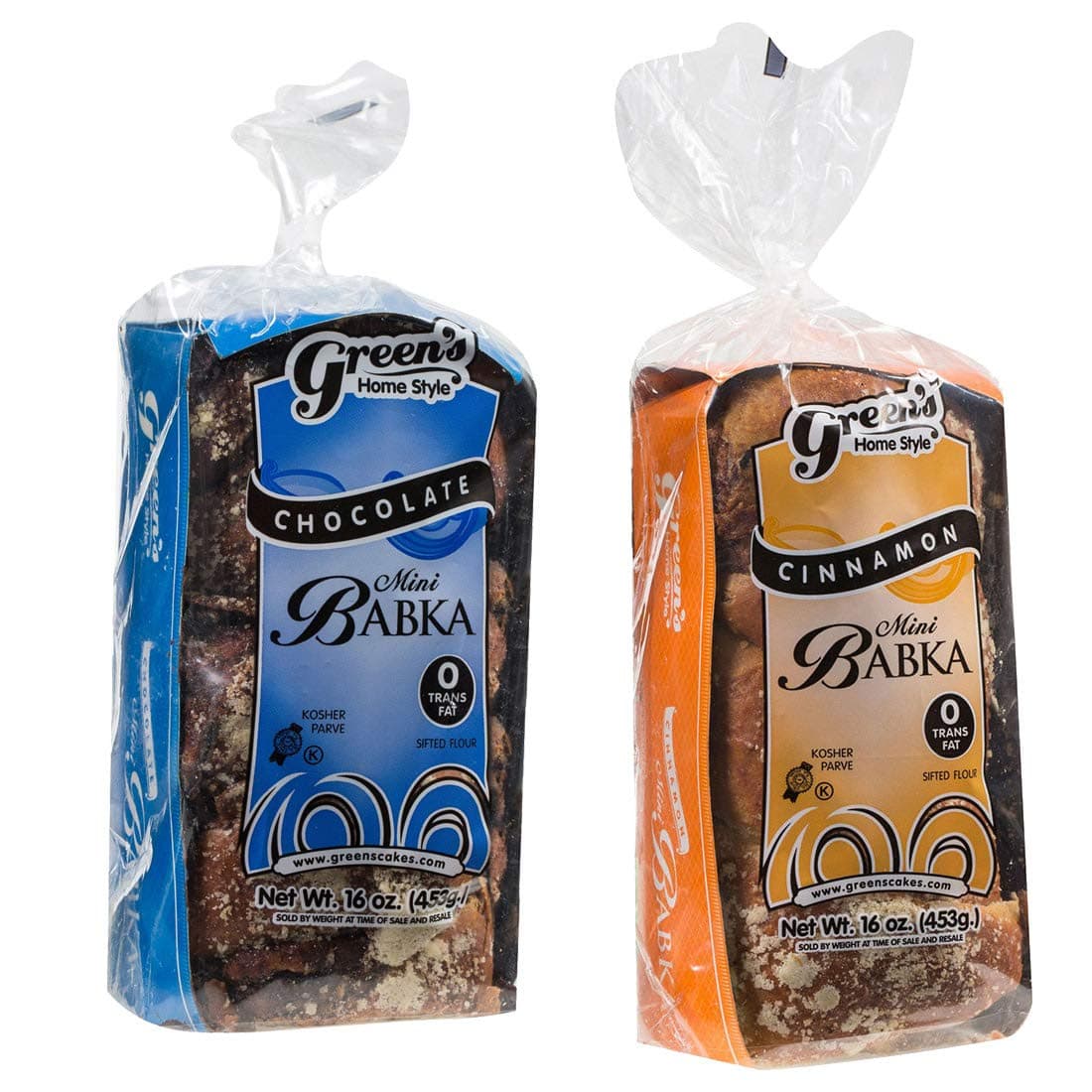 Green's Bakery Chocolate and Cinnamon Babka Cake, 2 Pack 16 oz. Fresh and Delicious, OK Certified Kosher and Pareve Babka Bread, Dairy Free and Nut Free