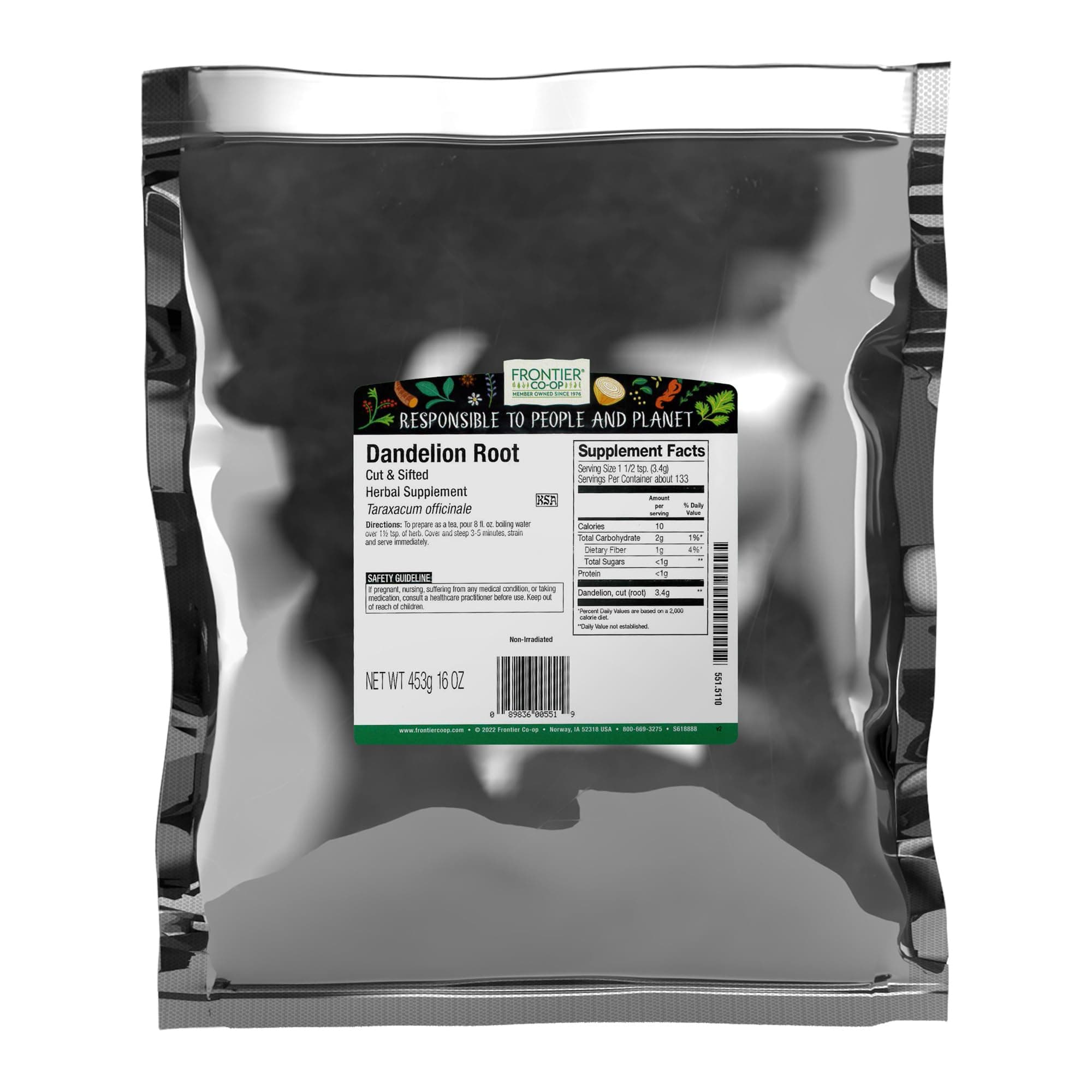 Frontier Bulk Dandelion Root, Cut & Sifted, 1 lb. package