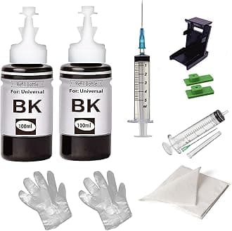 CANOFF Refill Ink Suction Tool kit for 2723 Multi-Function WiFi Color Printer Suitable for HP 1112,1212,1510,2131,2723,3835,1010,2132,2675 100ml (2 Black Refill Ink -1sy,1tool kit,4Glvs,2Tsu)