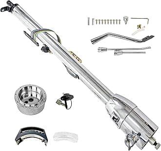 - 33" Inch Chrome GM Style Tilt Steering Column Automatic Shift with Key, Universal Column for Chevy C10 Nova for GMC Truck Classic Cars 1960-1972