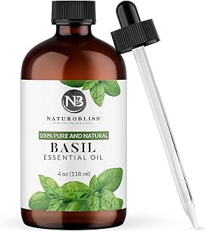 100% Pure Basil Essential Oil Therapeutic Grade Premium Quality (4 fl. oz) with Glass Dropper, Perfect for Aromatherapy