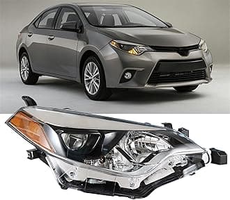 Silscvtt Headlight Front Head Lamp Replacement for 2014 2015 2016 Toyota Corolla Built in LED Projector Headlight Right Side (Passenger Side)