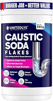 Unitedlys® Multipurpose Caustic Soda Drainage Block Remover 880G | Fast-Acting, Non-Toxic & Odorless Drain Cleaner Powder | Caustic Soda for Drain Cleaning | Sink Cleaner & Drainage Cleaner