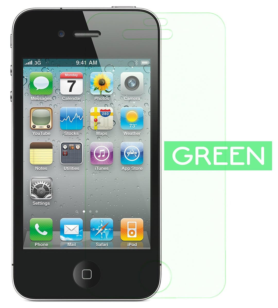NEONTuff for iPhone 4/4s - Premium HD Shatterproof Screen Protector with Nanotechnology (Matrix Green)