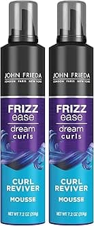Anti Frizz, Frizz Ease Dream Curls Curl Reviver Mousse, Enhances and Moisturizes Natural Curles, Creates a Soft Flexible Hold for Curly or Frizzy Hair, Alcohol-Free, 7.2 Oz, Pack of 2