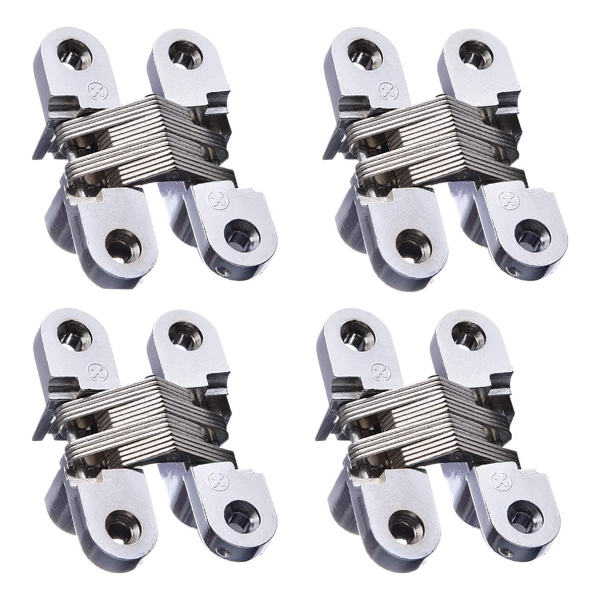 4 Pack Hidden Hinge Invisible Hinge for Cabinet Door, Zinc Alloy Hidden Door Hinge 180 Degree Swing Hinges for Wooden Box Front Door, 0.61'' Leaf Width, 2-3/8" Leaf Height