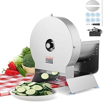 VEVOR Electric Ham Slicer 0-12mm Adjustable Thickness Manual Convertible Vegetable Fruit Slicer Stainless Steel Food Slicer Large Potato Food Port