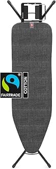 Ironing Board B - With Adjustable Iron Rest - Adjustable in Height - Non-Slip Rubber Feet - Cotton Cover with Foam Layer - Foldable - Denim Black - 124x38 cm