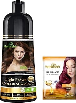 Herbishh Hair Colour Shampoo (Light Brown, 500Ml) - Paraben Free, Ammonia Free Hair Color For Women & Men | Permanent Hair Dye Shampoo with 100% Grey Coverage Up To 8 Weeks