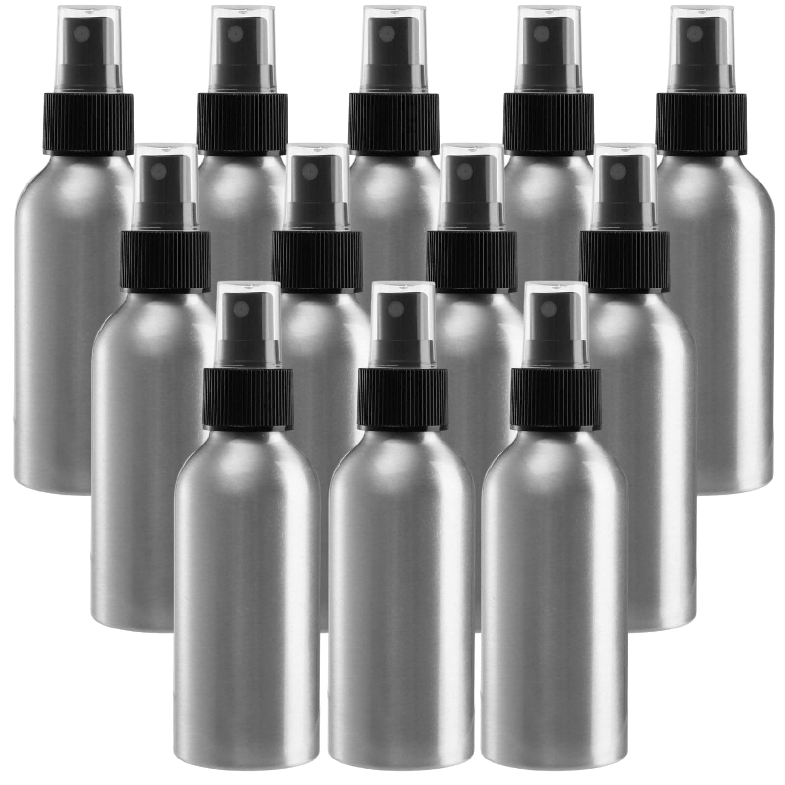 Youeon 12 Pack 4 Oz Fine Mist Spray Bottles, Reusable Aluminum Empty Spray Bottles, Small Refillable Bottle for Travel, Cosmetic, Perfume, Toner, Essential Oil Storage, Leak Proof
