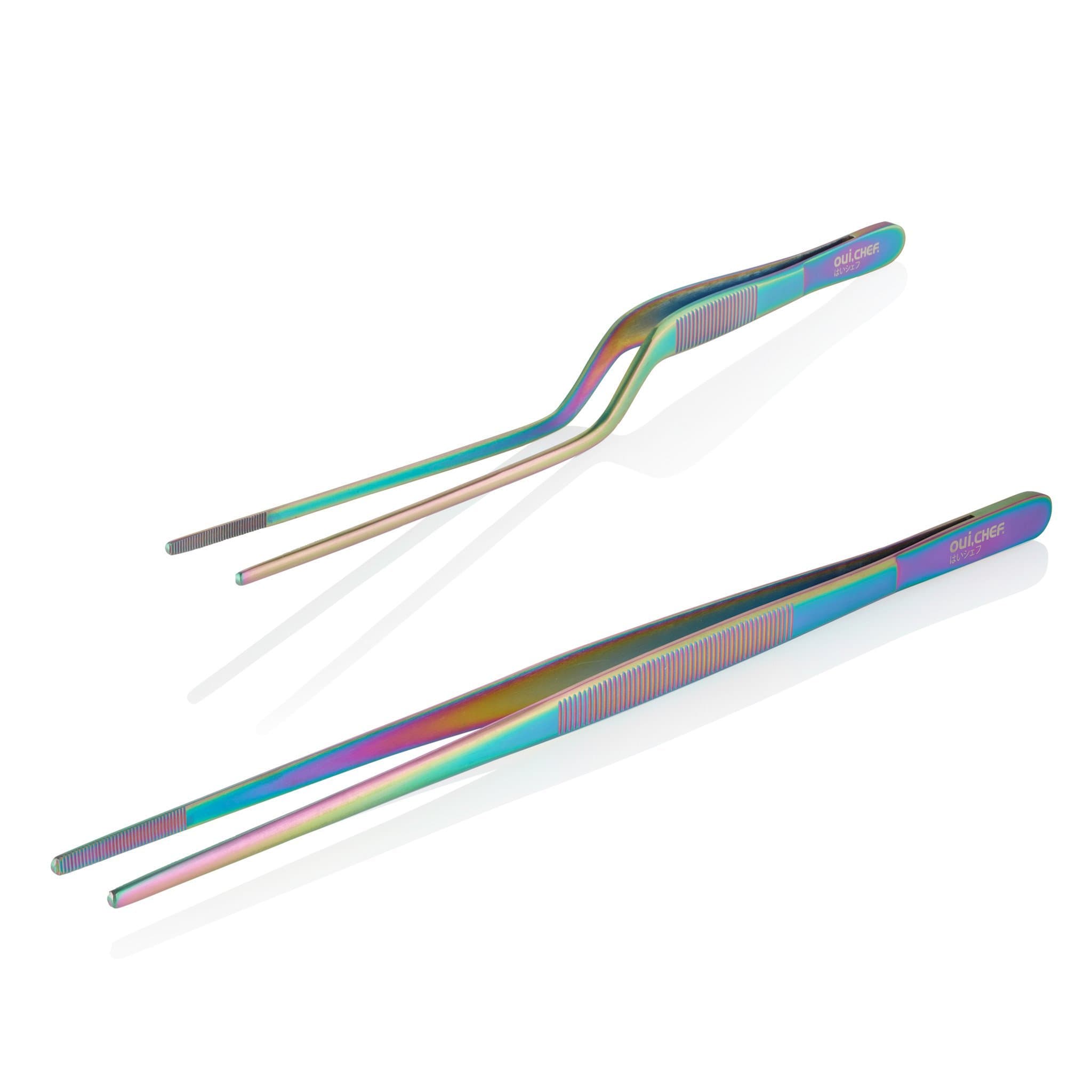 OUI CHEF High Precision 2 Piece Chef’s Tweezers Kit (Oil Slick)