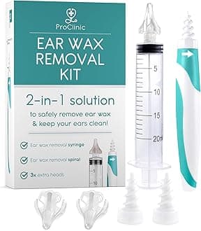 Ear Wax Removal Kit with Syringe, Spiral Tool and 3 x Soft Silicone Tips | Reusable and Washable Ear Cleaner for Safe Home Use | Includes Storage Case